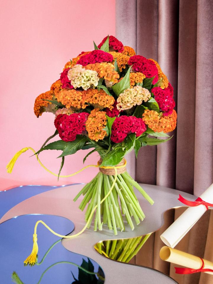 Examens-Bouquet mit der Celosie | Tollwasblumenmachen.de